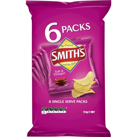 Smith's Crinkle Cut Potato Chips Multipack Salt, Vinegar 6 Pack