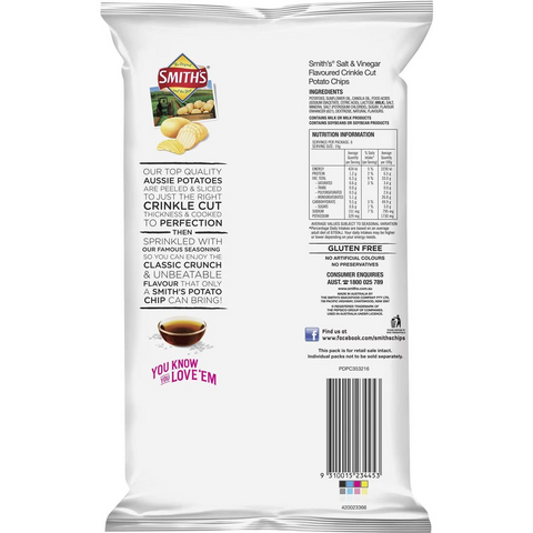 Smith's Crinkle Cut Potato Chips Multipack Salt, Vinegar 6 Pack