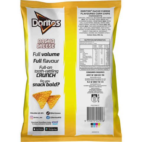 Doritos Corn Chips Nacho Cheese Share Pack 170g