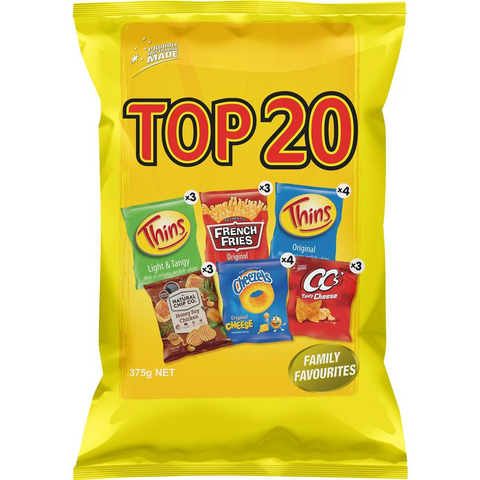 Thins Top 20 Variety Multipack Chips 20 Pack 375g