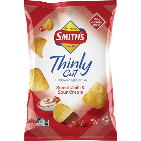 Smith's Thinly Cut Potato Chips Sweet Chilli & Sour Cream 175g