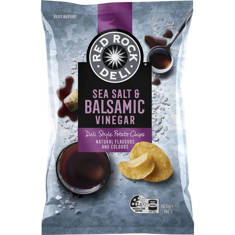 Red Rock Deli Potato Chips Sea Salt & Balsamic Vinegar 165g