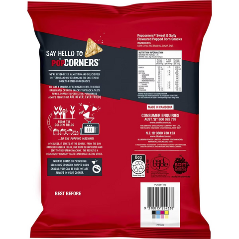 Popcorners Sweet & Salty Flavoured Popped Corn Snacks 85g