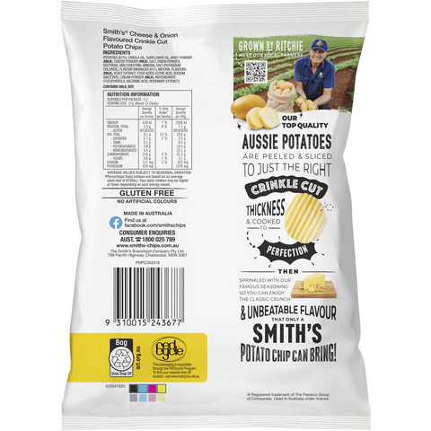 Smith's Crinkle Cut Potato Chips Cheese & Onion 60g