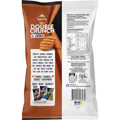 Smith's Double Crunch Ultimate Bbq Ribs Potato Chips Share Pack 150g