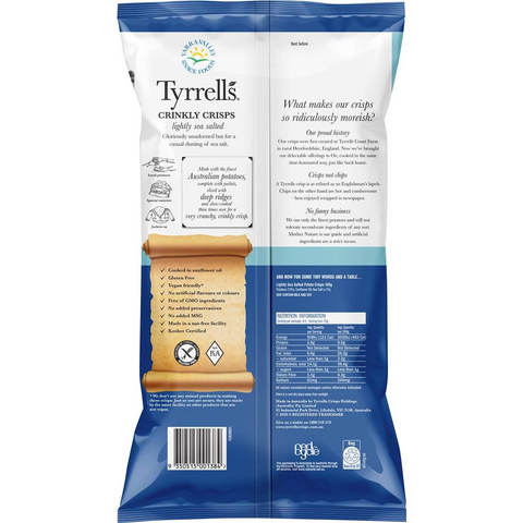 Tyrrell's Crinkly Chips Lightly Sea Salted 165g