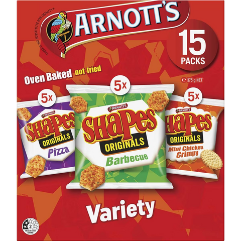 Arnott's Shapes Multipack Crackers Variety 15 Pack