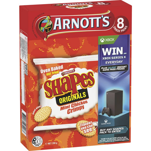 Arnott's Shapes Multipack Crackers Mini Chicken Crimpy 8 Pack