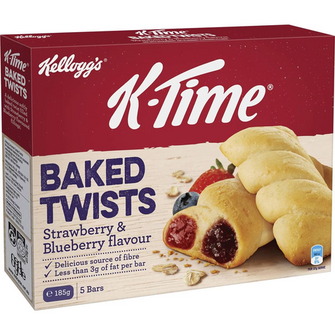 Kellogg's K-time Baked Twists Strawberry & Blueberry Flavour Snack Bars 5 Pack