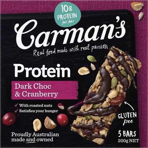 Carman's Protein Bars Dark Choc & Cranberry 5 Pack