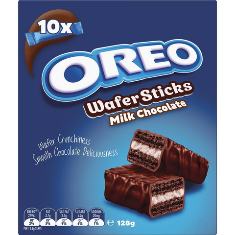 Oreo Milk Chocolate Wafer Stick Cookies 10 Pack 128g