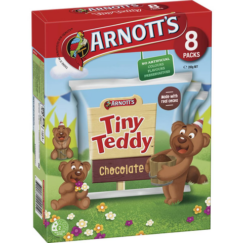 Arnott's Tiny Teddy Chocolate Multipack Biscuits 8 Pack