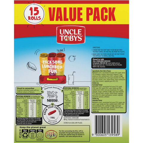 Uncle Tobys Rollups Value Pack 15 Pack