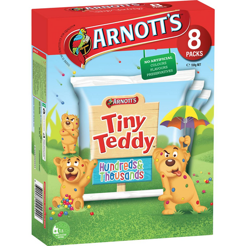 Arnott's Tiny Teddy Hundreds & Thousands Multipack Biscuits 8 Pack