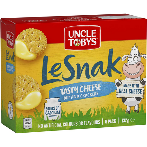 Uncle Tobys Le Snak Tasty Cheese Dip & Crackers 6 Pack