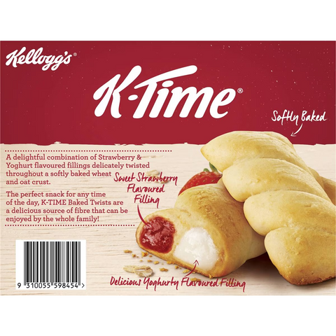 Kellogg's K-time Baked Twists Strawberry & Yoghurt Flavour Snack Bars