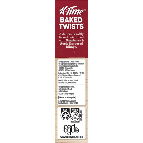 Kellogg's K-time Baked Twists Raspberry & Apple Flavour Snack Bars 5 Pack