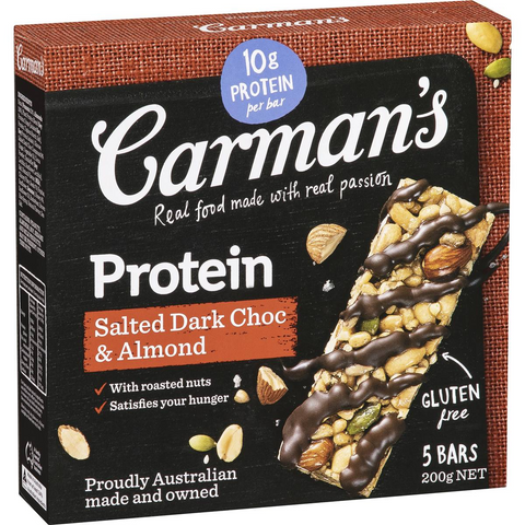 Carman's Protein Bars Salted Dark Choc & Almond 5 Pack