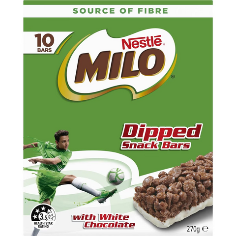 Nestle Milo Dipped Snack Bars With White Chocolate 10 Pack