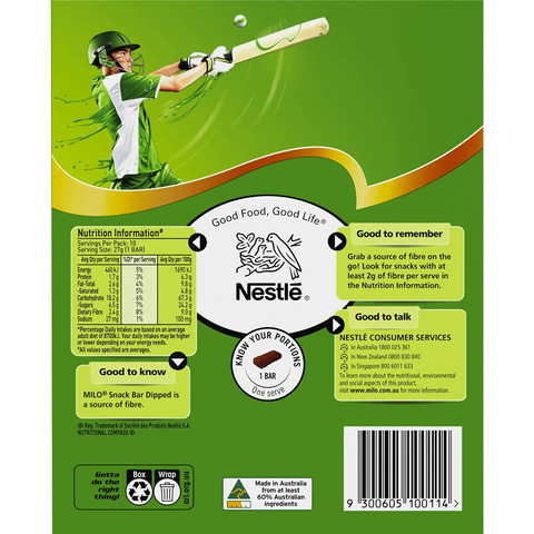 Nestle Milo Dipped Snack Bars With White Chocolate 10 Pack