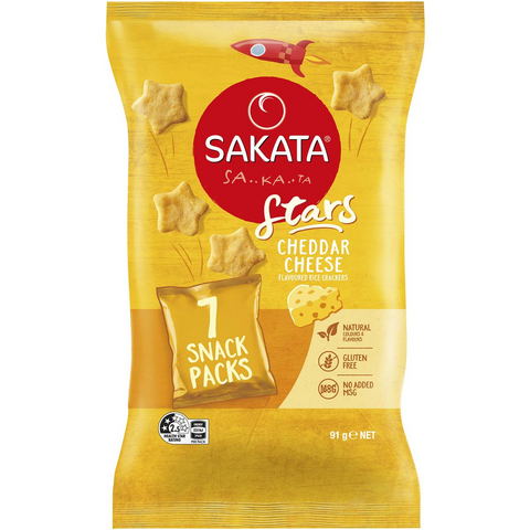 Sakata Stars Snack Sized Cheese Rice Crackers Multipack 13g X 7 Pack