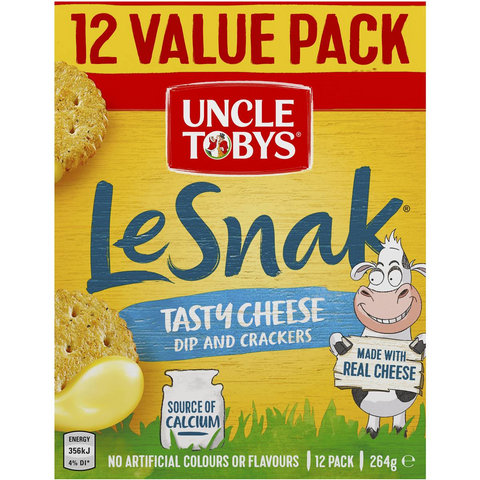 Uncle Tobys Le Snak Tasty Cheese Dip & Crackers 12 Pack