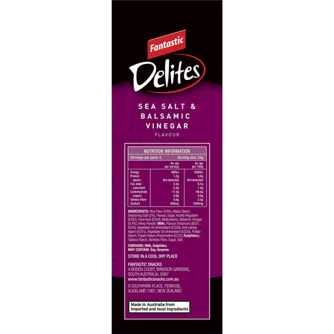 Fantastic Delites Snacks Sea Salt & Balsamic Vinegar 100g