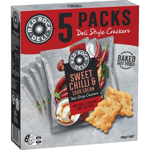 Red Rock Deli Sweet Chilli & Sour Cream Deli Style Crackers Multipack 130g