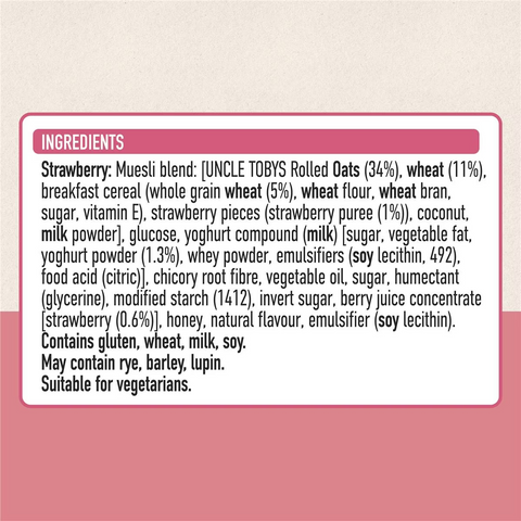 Uncle Tobys Yoghurt Muesli Bars Strawberry 469g