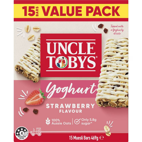 Uncle Tobys Yoghurt Muesli Bars Strawberry 469g