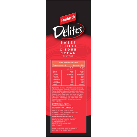 Fantastic Delites Snacks Sweet Chilli & Sour Cream 100g