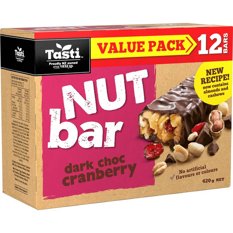 Tasti Nut Bar Dark Choc & Cranberry 420g