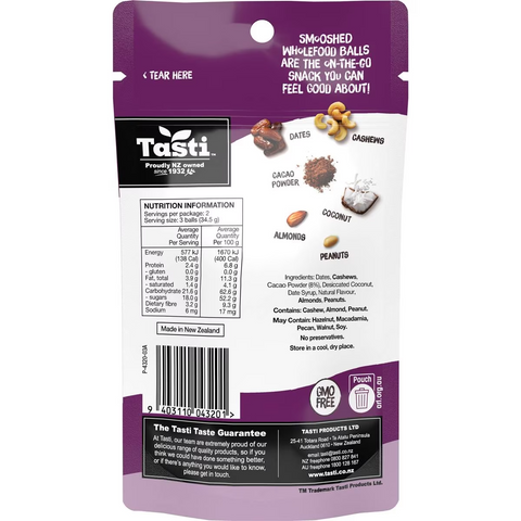 Tasti Smooshed Wholefood Balls Cacao Brownie 69g