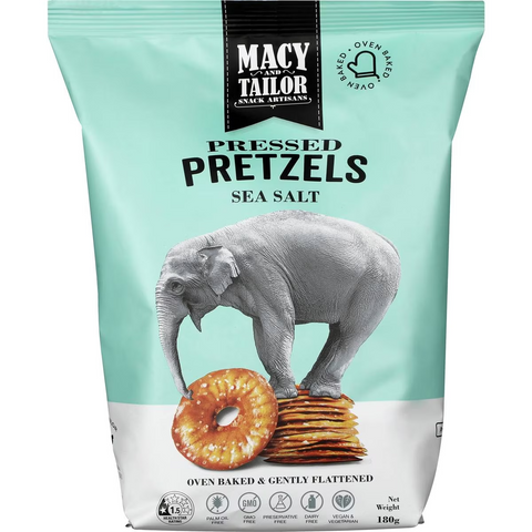 Macy And Tailor Oven Baked Pressed Pretzels Sea Salt 180g