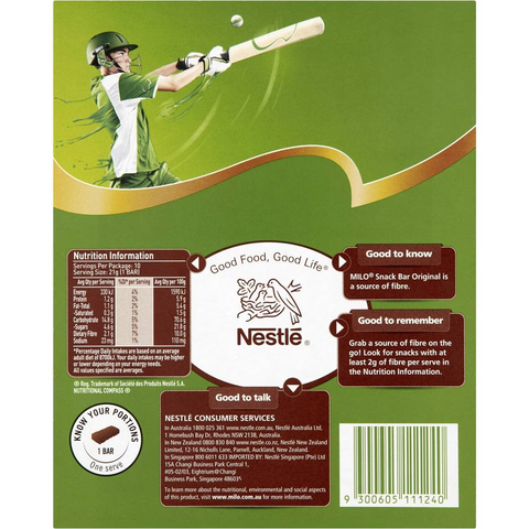 Nestle Milo Snack Bars Original 10 Pack