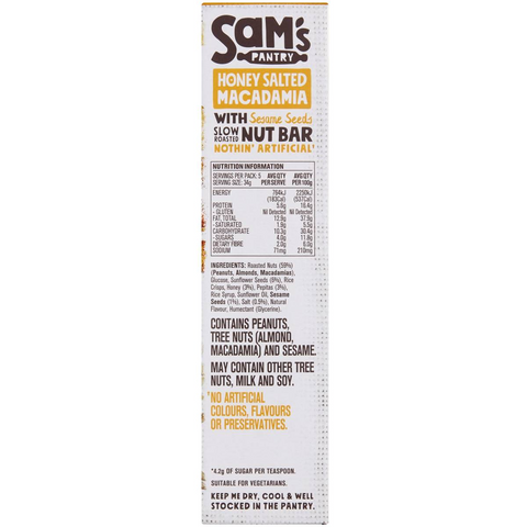 Sam's Pantry Honey Salted Macadamia Nut Bar 5 Pack