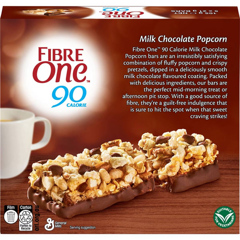 Fibre One 90 Calorie Milk Chocolate Popcorn & Pretzel Snack Bar 5 Pack