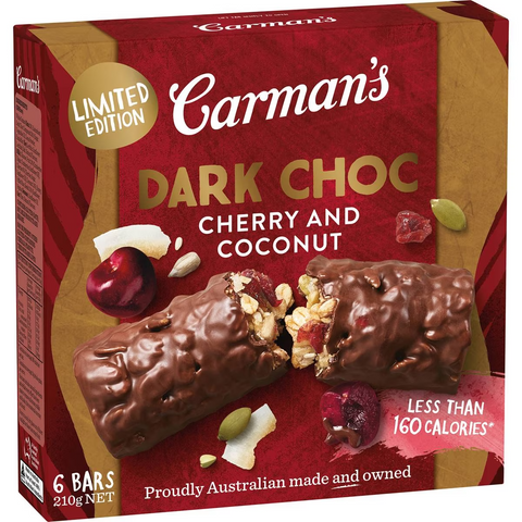 Carman's Muesli Bars Dark Choc, Cherry & Coconut 6 Pack