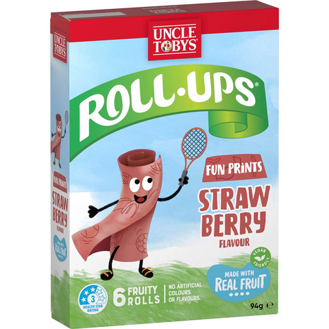 Uncle Tobys Roll-ups Strawberry Fun Prints 6 Pack