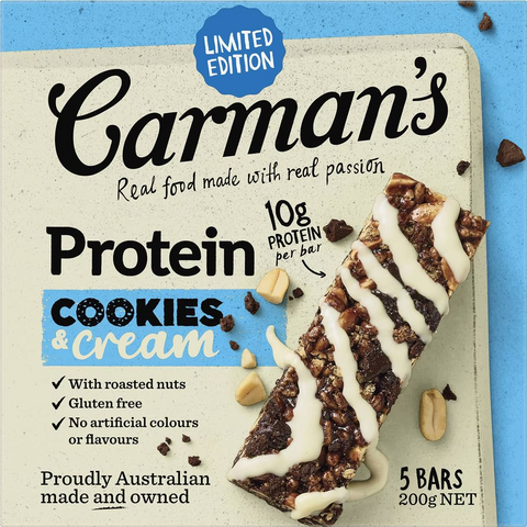 Carman's Protein Bars Cookies & Cream Limited Edition 5 Pack