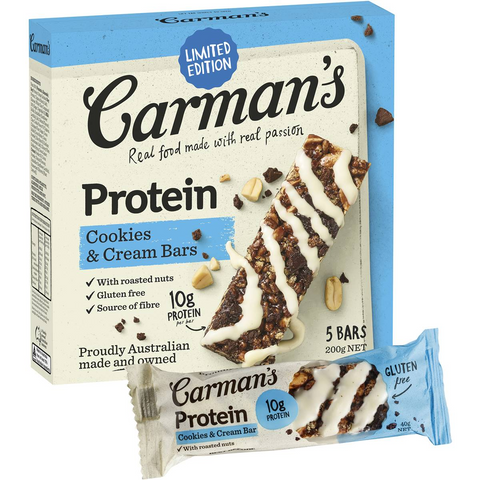 Carman's Protein Bars Cookies & Cream Limited Edition 5 Pack