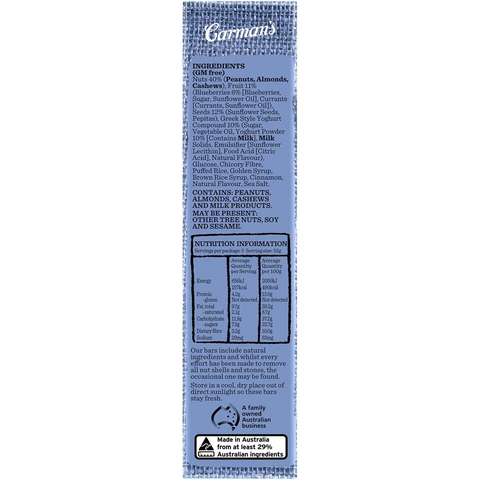 Carman's Nut Bars Greek Style Yoghurt Blueberry & Cashew 5 Pack