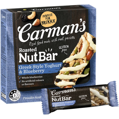 Carman's Nut Bars Greek Style Yoghurt Blueberry & Cashew 5 Pack