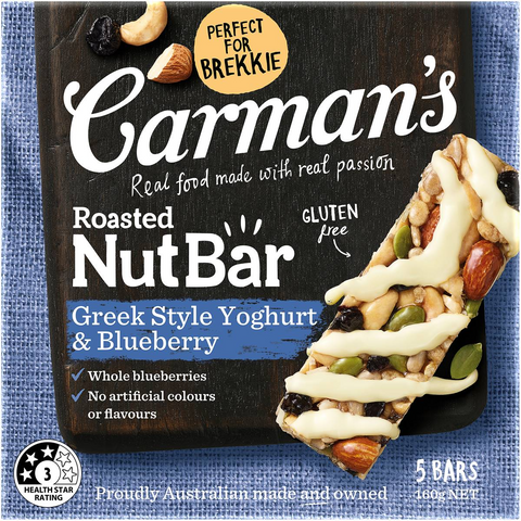 Carman's Nut Bars Greek Style Yoghurt Blueberry & Cashew 5 Pack