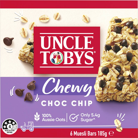 Uncle Tobys Muesli Bars Chewy Choc Chip 6 Pack