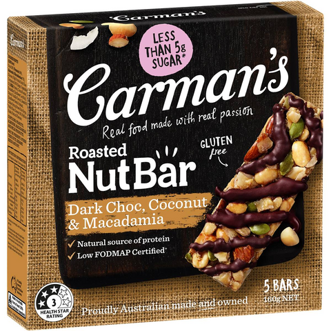 Carman's Nut Bars Dark Chocolate, Coconut & Macadamia 5 Pack