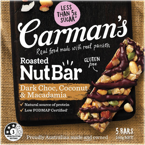 Carman's Nut Bars Dark Chocolate, Coconut & Macadamia 5 Pack