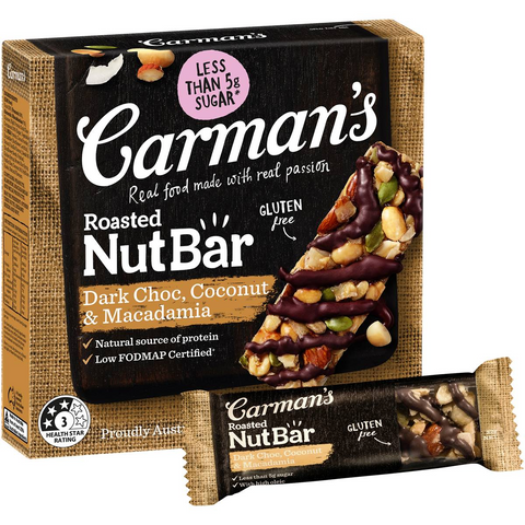 Carman's Nut Bars Dark Chocolate, Coconut & Macadamia 5 Pack