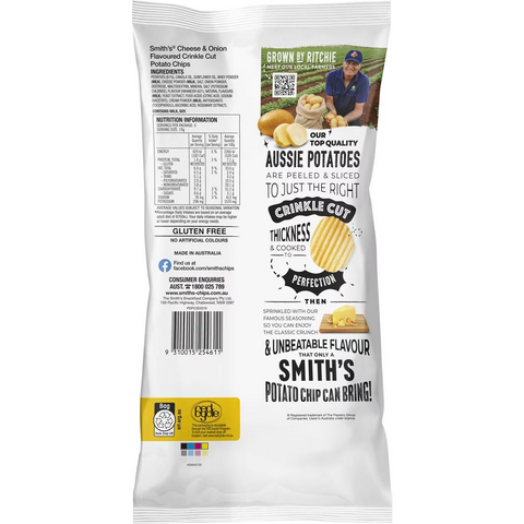 Smith's Crinkle Cut Cheese & Onion Potato Chips Multipack 114g