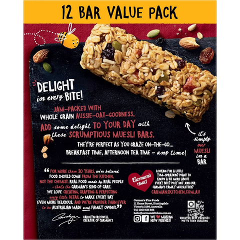 Carman's Muesli Bars Classic Fruit & Nut Value 12 Pack